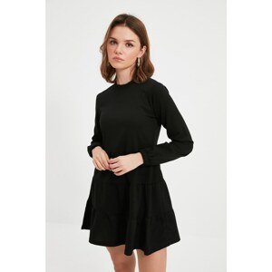 Trendyol Black Petite Ruffle Mini Knitted Dress