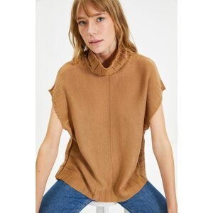 Trendyol Camel Stand Up Collar Knitwear Sweater