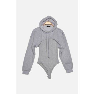 Trendyol Gray Hooded Sweatshirt Detailed Knitted Body