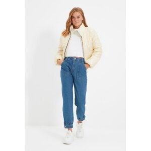 Trendyol Blue Pocket Detailed High Waist Mom Jeans