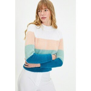 Trendyol Ecru Color Block Beard Yarn Knitwear Sweater