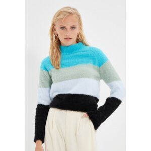 Trendyol Mint Beard Yarn Color Block Knitwear Sweater