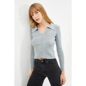 Trendyol Gray Polo Neck Detailed Knitwear Sweater