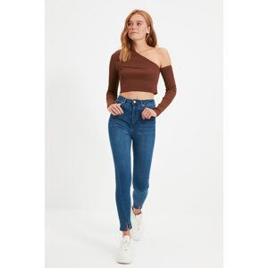 Trendyol Blue Stitch Detail High Waist Skinny Jeans