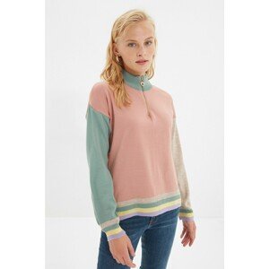 Trendyol Dried Rose Zipper Detailed Knitwear Sweater