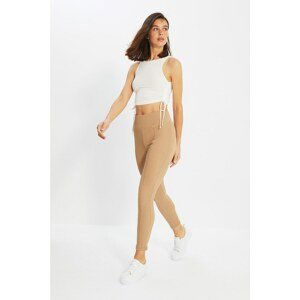 Trendyol Camel Ribbed Knitted Leggings