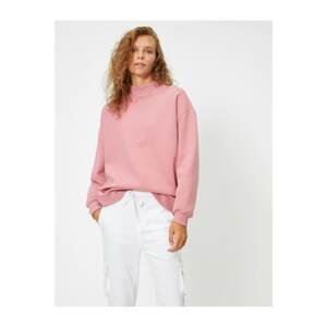 Koton Women's Pink Turtleneck Long Sleeve Basic Sweatshirt