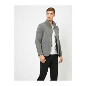 Koton Men's Gray Patterned Zipper Detailed Jacket