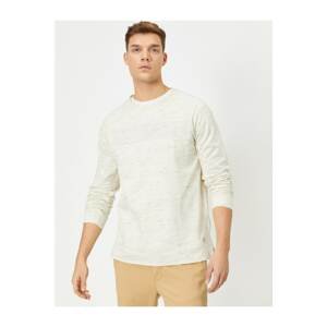 Koton Men's Beige Crew Neck Seasonal Slim Fit Basic Sweater
