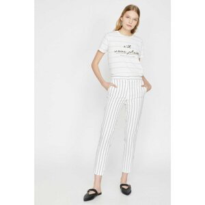 Koton Women's White Striped Trousers