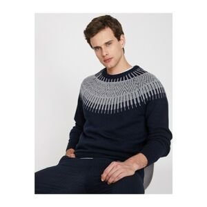 Koton Men's Navy Blue Patterned Knitwear Sweater