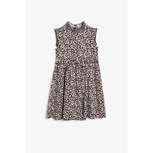 Koton Girl's Black Colored Floral Patterned Dress