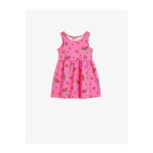 Koton Baby Girl Pink Crew Neck Sleeveless Watermelon Patterned Dress
