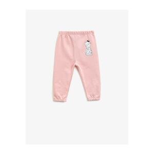 Koton Girl Pink Cotton Normal Waist Printed Sweatpants