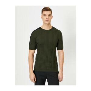 Koton Men's Green Striped Sweater