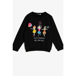 Koton Black Girl Printed Sweatshirt