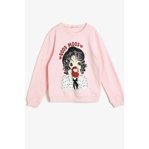 Koton Pink Girl's Printed Sweatshirt