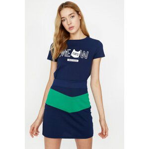 Koton Women's Navy Blue T-Shirt