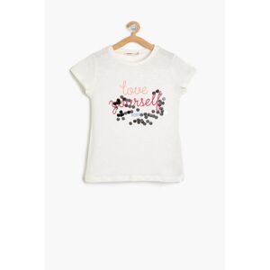 Koton Baby Girl Off-White Sequin Detailed T-shirt