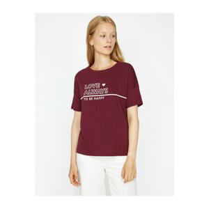 Koton Women's Claret Red Printed T-Shirt