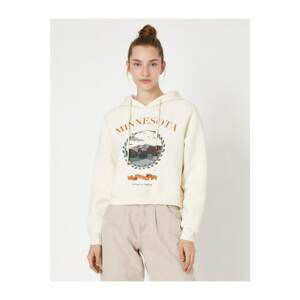 Koton Hoodie Printed Crop Sweatshirt