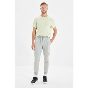 Trendyol Gray Men's Regular Fit Elastic Waist and Leg Elastic Pocket New Sweatpants