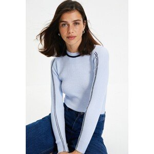 Trendyol Light Blue Crew Neck Striped Knitwear Sweater
