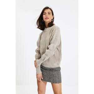 Trendyol Stone Standing Collar Knitwear Sweater