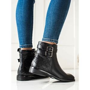 GOODIN BLACK BOOTIES WITH BUCKLE
