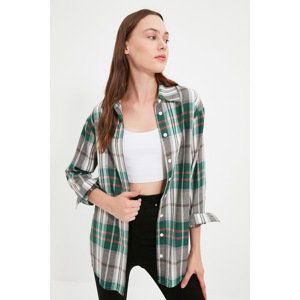 Trendyol Mint Plaid Tall Shirt