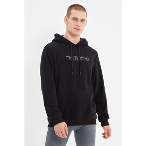 Trendyol Black Men Regular Fit Long Sleeve Hooded Embroidery Sweatshirt