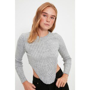 Trendyol Gray Asymmetric Detailed Trilko Sweater