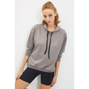 Trendyol Gray Oversize Hooded Sports Sweatshirt