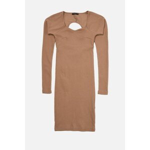 Trendyol Mink Cut Out Detailed Knitted Dress