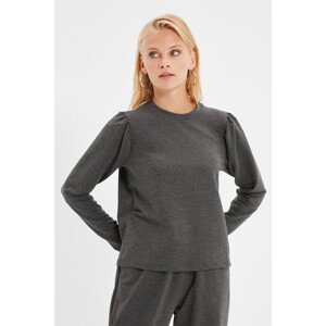 Trendyol Anthracite Balloon Sleeve Detailed Basic Knitted Sweatshirt