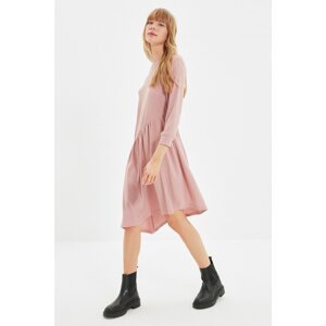 Trendyol Dried Rose Crepe Asymmetrical Knitted Dress