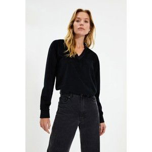 Trendyol Black Corduroy Knitted Blouse