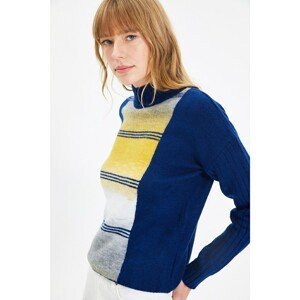Trendyol Navy Blue Straight Collar Knitwear Sweater