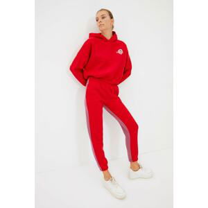 Trendyol Claret Red Color Block Basic Jogger Knitted Sweatpants