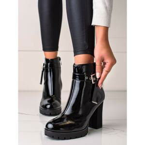 JANESSA STYLISH BLACK HEELED ANKLE BOOTS