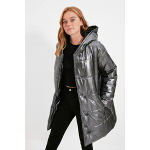 Trendyol Silver Hooded Snap Closure Inflatable Coat