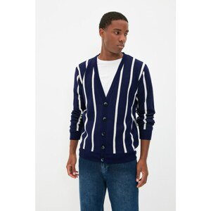 Trendyol Navy Blue Men's Regular Striped Cardigan