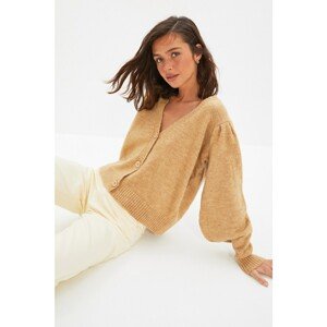 Trendyol Camel Balloon Sleeve Knitwear Cardigan