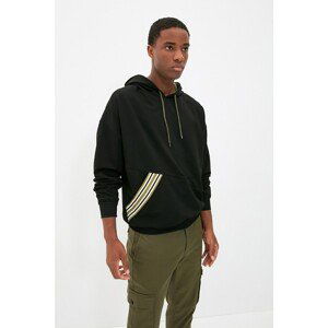 Trendyol Black Men's Oversize Fit Long Sleeve Hoodie Sweatshirt