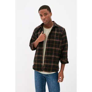 Trendyol Black Men Regular Fit Shirt Collar Long Sleeve Lumberjack Plaid Shirt