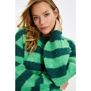 Trendyol Green Striped Oversize Knitwear Sweater
