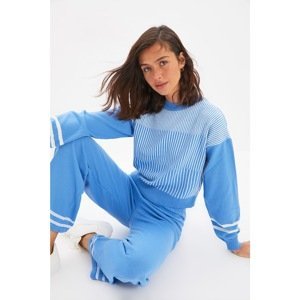 Trendyol Blue Striped Knitwear Bottom-Top Set