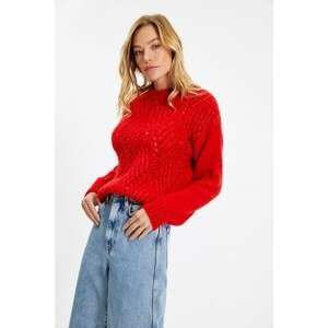 Trendyol Red Knitted Detailed Knitwear Sweater
