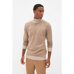 Trendyol Mink Men Slim Fit Turtleneck Baklava Knitwear Sweater