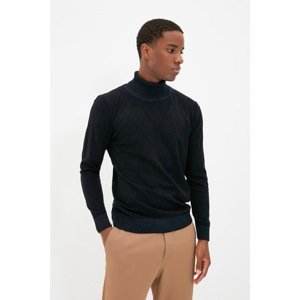 Trendyol Navy Blue Men's Slim Fit Turtleneck Baklava Knitwear Sweater
